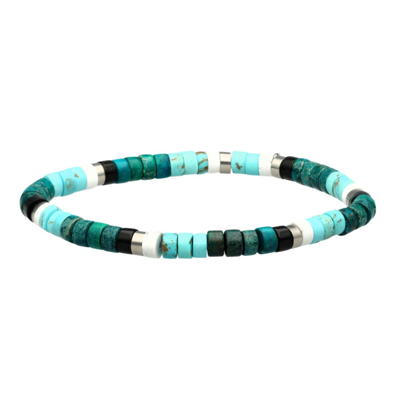 Bracelet perles heishi 4 mm turquoise jaspe vert
