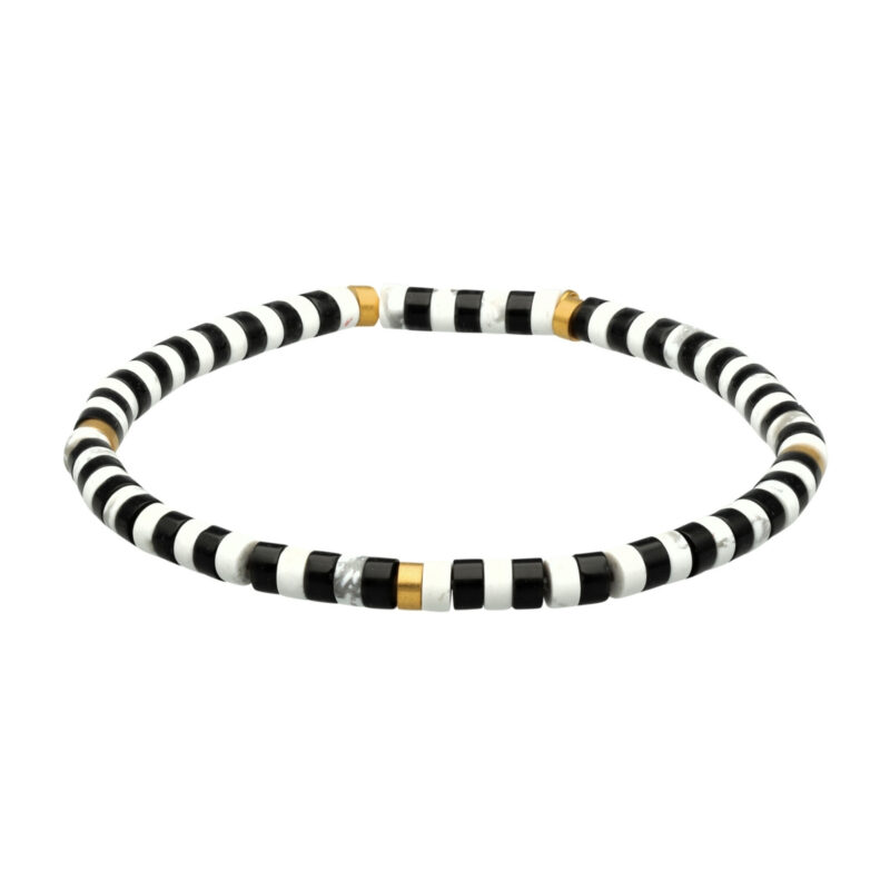 Bracelet perles heishi 4mm agate noire turquoise blanche