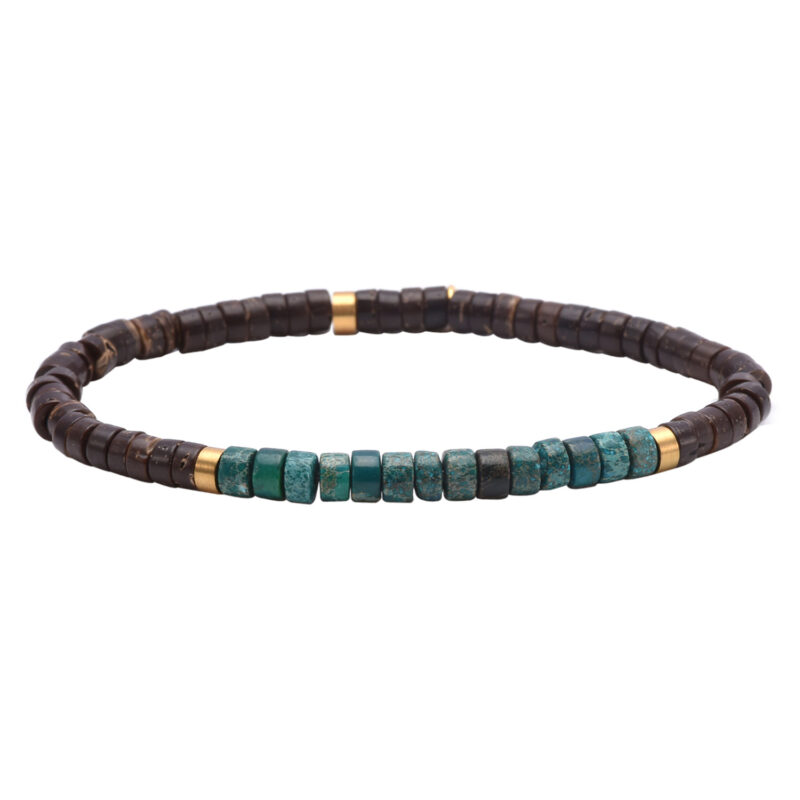 Bracelet perles heishi 4mm coconut jaspe vert imperiale