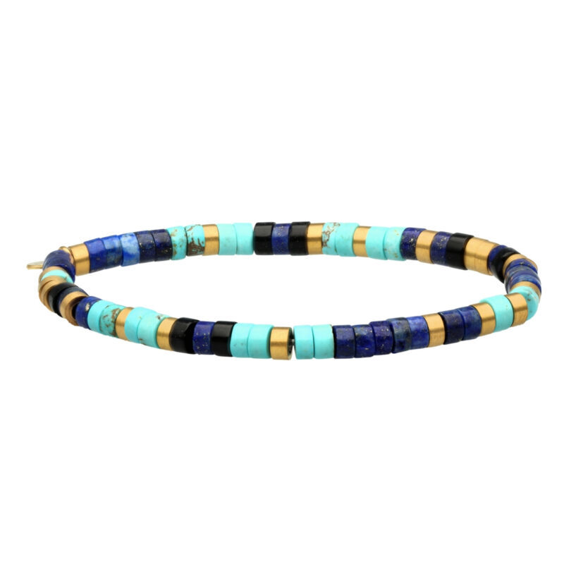 Bracelet perles heishi 4mm lapis lazuli et turquoise