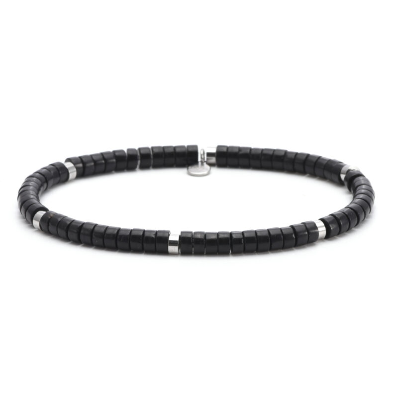 Bracelet perles heishi 4mm pierre en agate noire
