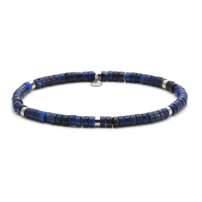 Bracelet perles heishi 4mm pierre lapis lazuli