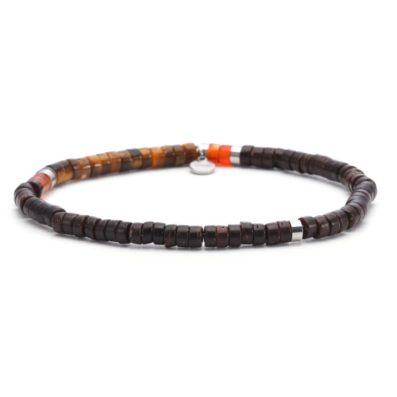 Bracelet perles heishi 4mm pierre œil de tigre agate rouge perles coco