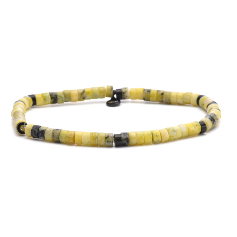 Bracelet perles heishi 4mm pierres heishi  jaspe noir jaune