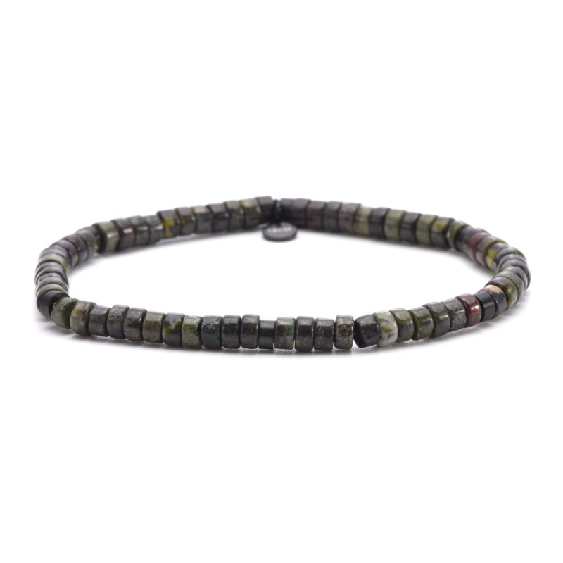 Bracelet perles heishi 4mm pierres heishi jaspe sang de dragon