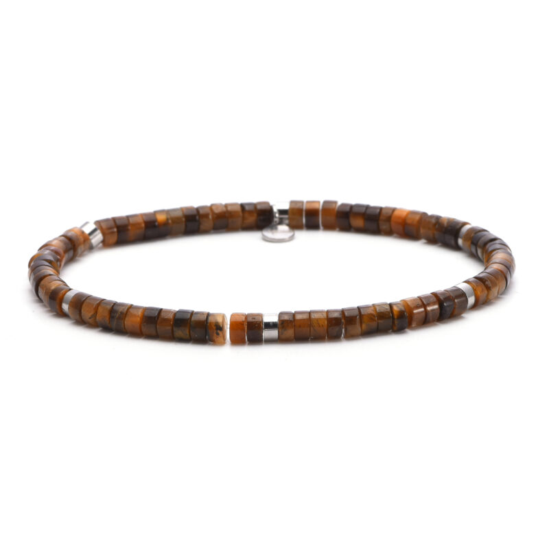Bracelet perles heishi 4mm pierres heishi œil de tigre