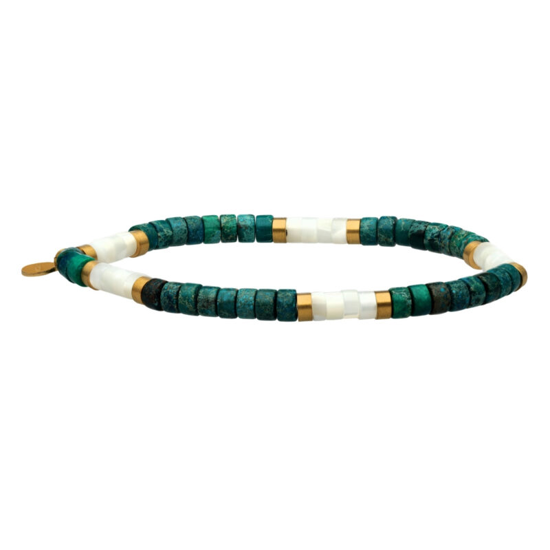 Bracelet perles heishi 4mm quartz blanc et jaspe vert impériale