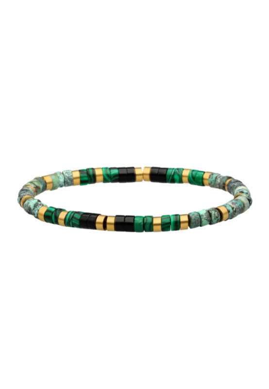 Bracelet perles heishi 4mm turquoise africaine et malachite