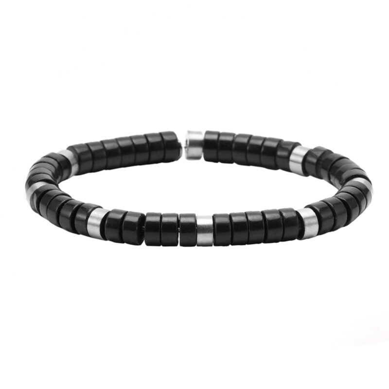 Bracelet perles heishi en agate noire