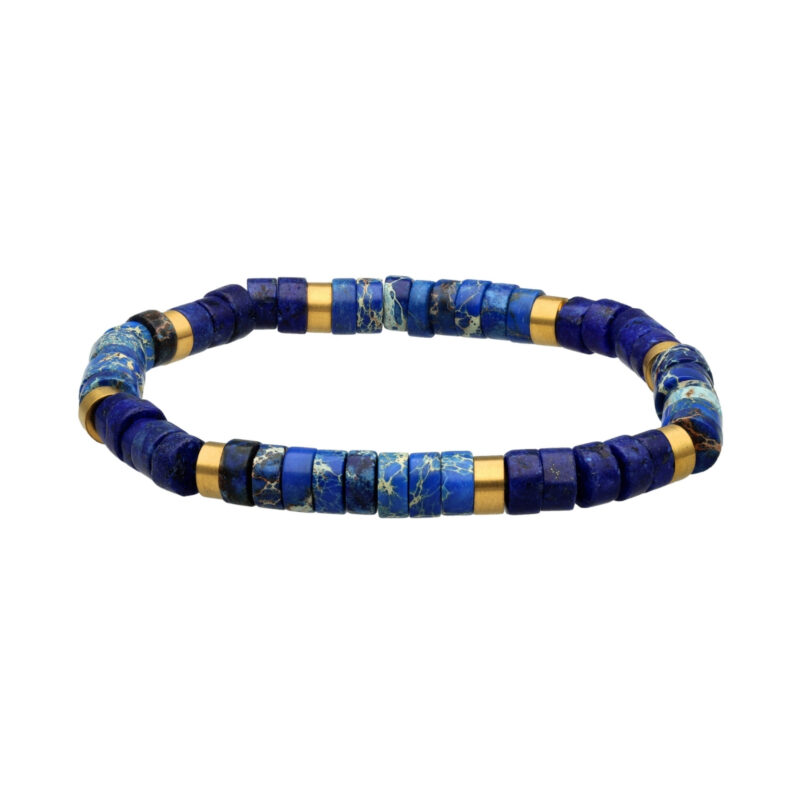 Bracelet perles heishi en lapis et jaspe impérial