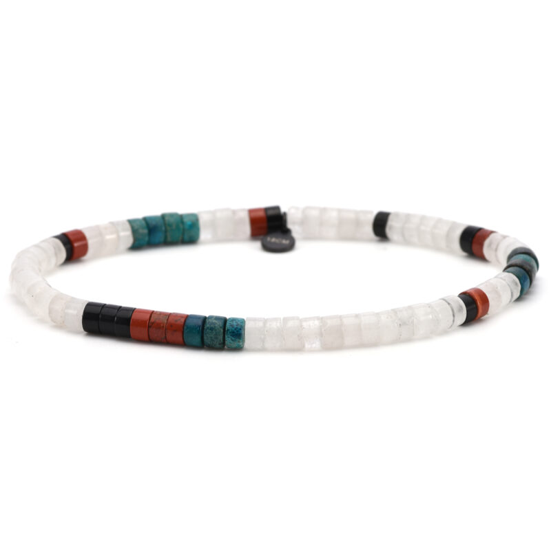 Bracelet perles heishi jaspe blanc rouge agate noir 4mm