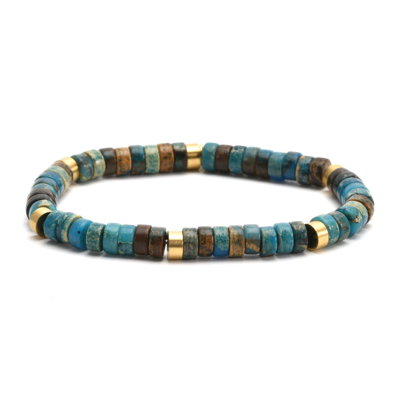 Bracelet perles heishi  jaspe bleu impériale