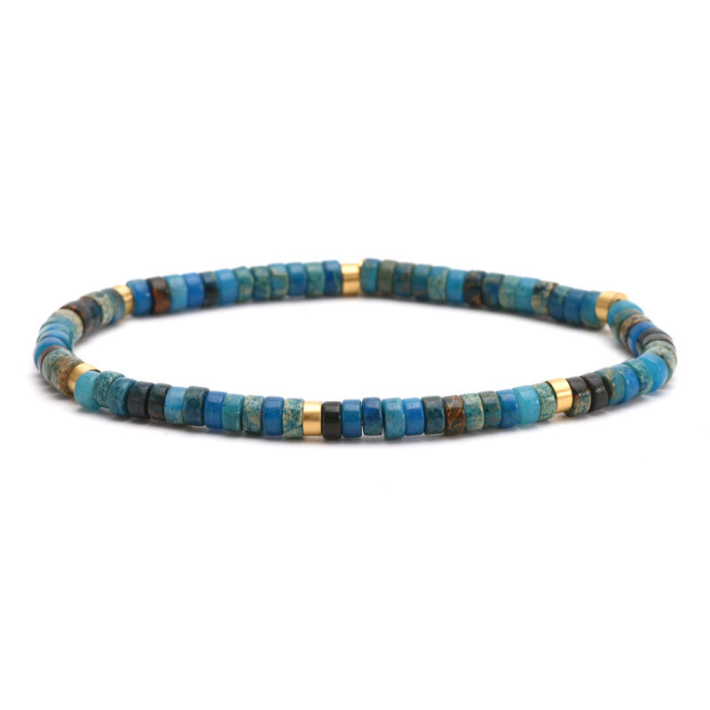 Bracelet perles heishi jaspe bleu impériale 4mm