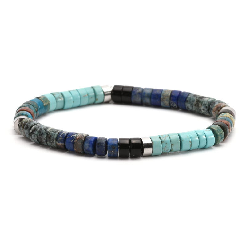 Bracelet perles heishi  jaspe bleu impériale turquoise