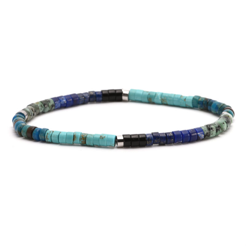 Bracelet perles heishi jaspe bleu impériale turquoise 4mm