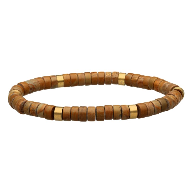 Bracelet perles heishi jaspe bois serpeggiante