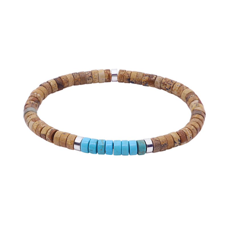 Bracelet perles heishi jaspe et turquoise