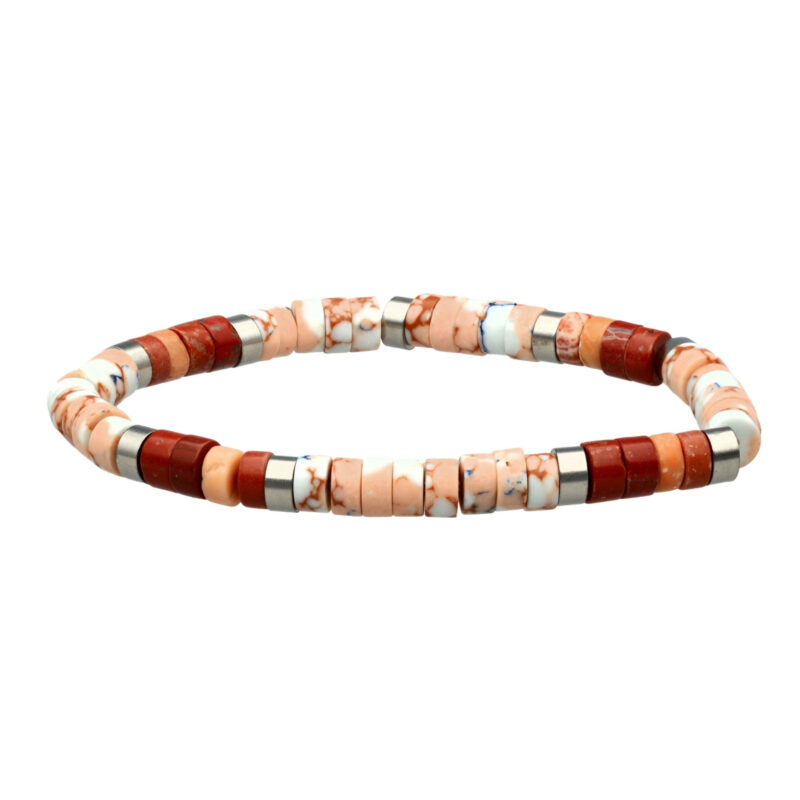 Bracelet perles heishi jaspe impérial et rouge