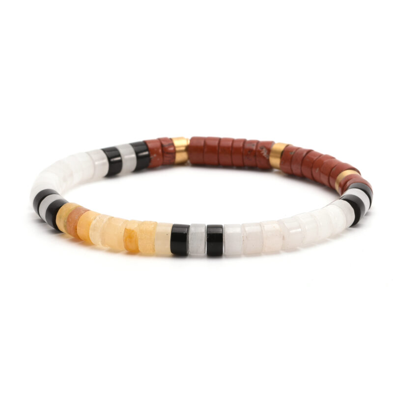 Bracelet perles heishi  jaspe jaune blanc rouge