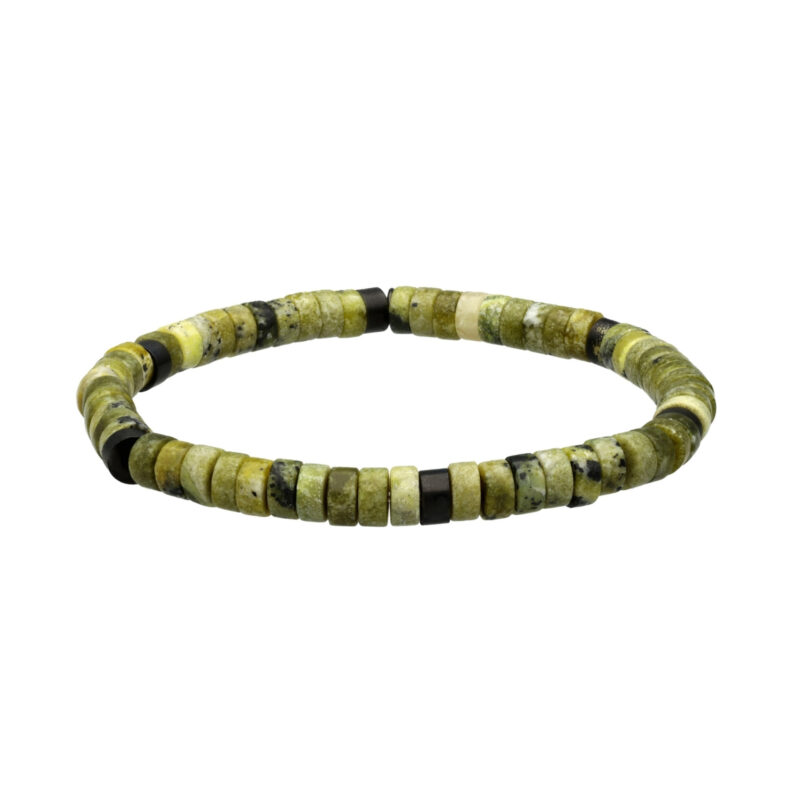 Bracelet perles heishi jaspe noir jaune