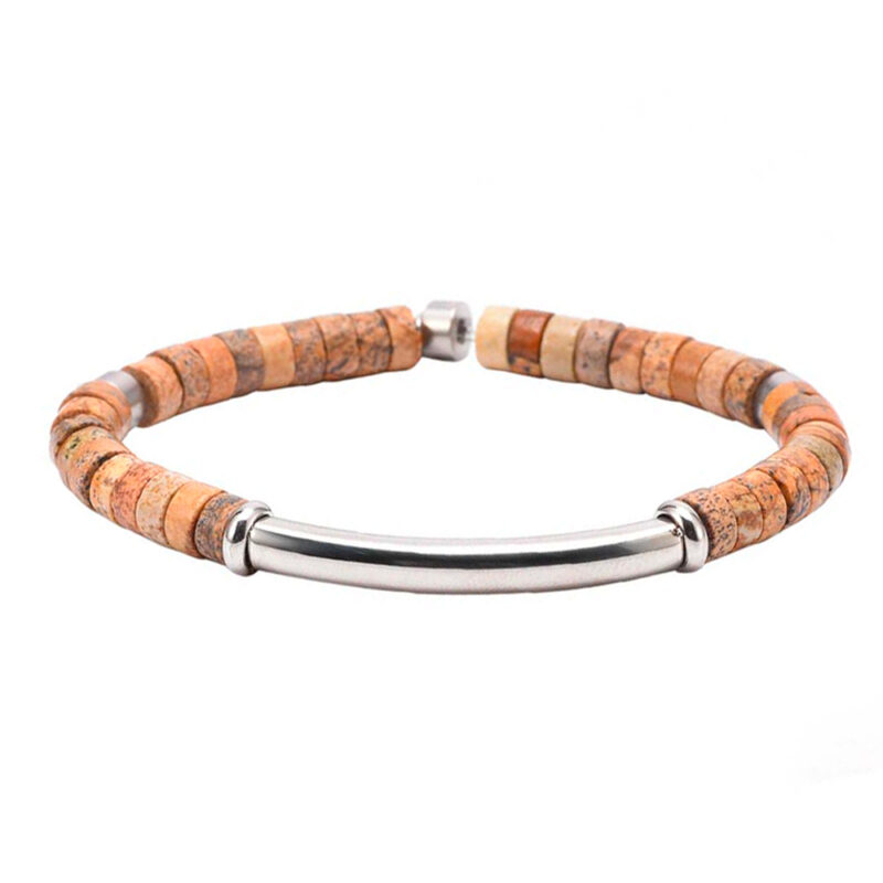 Bracelet perles heishi jaspe paysage barre