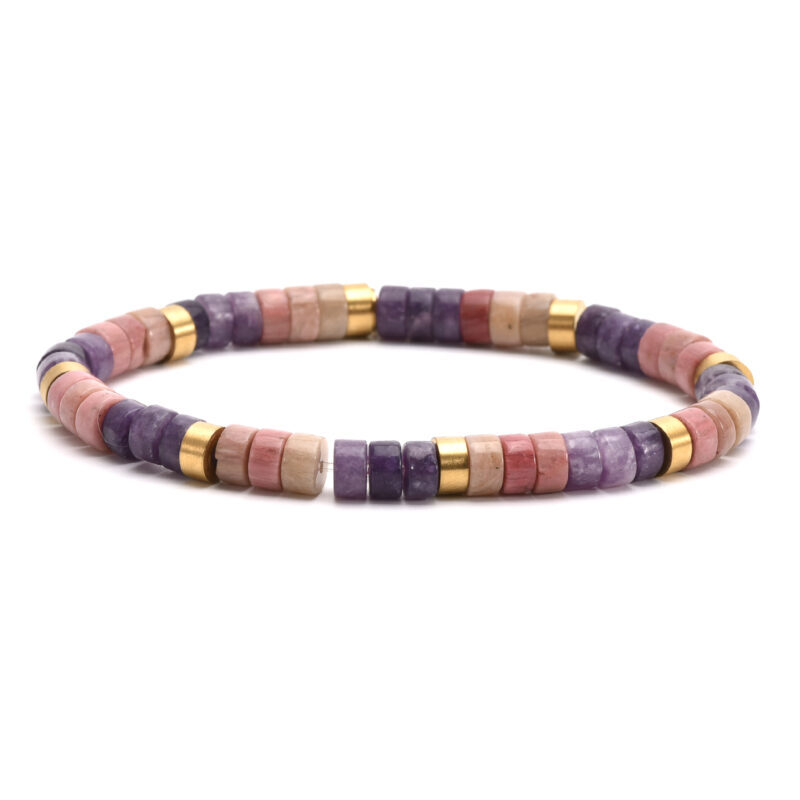 Bracelet perles heishi  jaspe rose améthyste