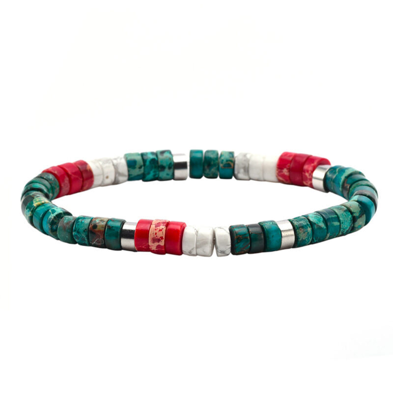 Bracelet perles heishi jaspe vert et rouge