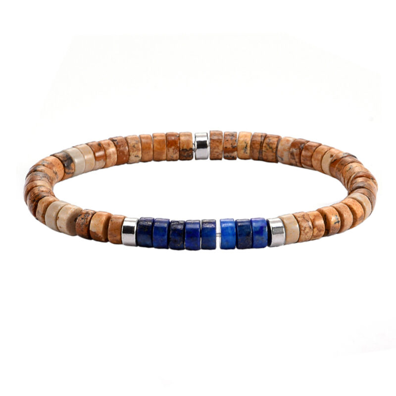 Bracelet perles heishi lapis lazuli et jaspe paysage