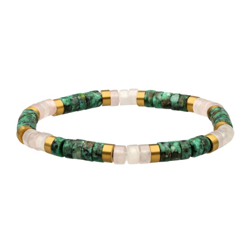 Bracelet perles heishi turquoise africaine quartz rose