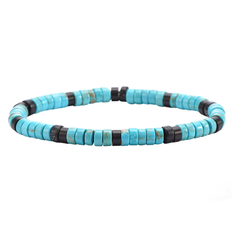 Bracelet perles heishi turquoise agate noire