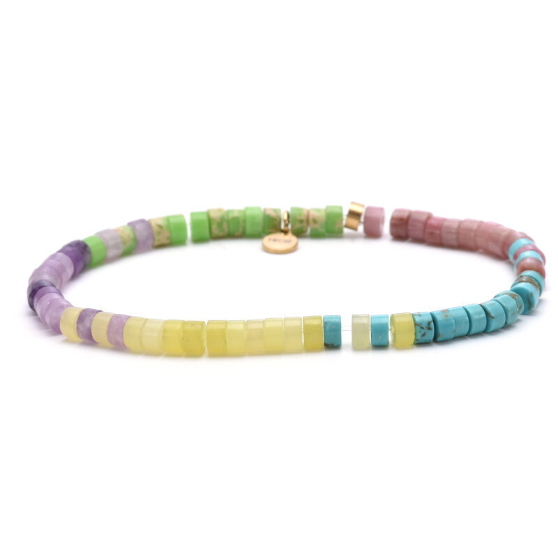 Bracelet perles heishi turquoise améthyste jaspe rouge impérial améthyste jaspe jaune 4mm