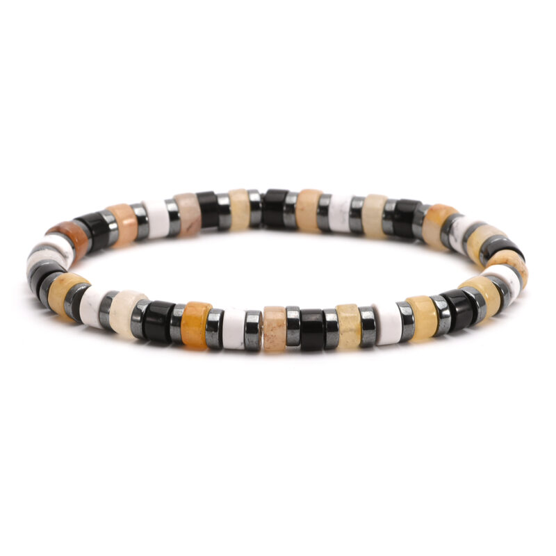 Bracelet perles heishi  turquoise blanche hématite agate noir
