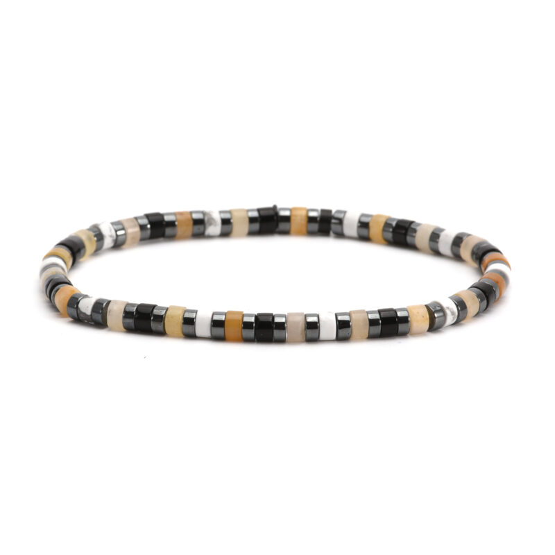 Bracelet perles heishi turquoise blanche hématite agate noir 4mm