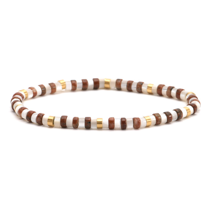 Bracelet perles heishi turquoise blanche œil de tigre 4mm