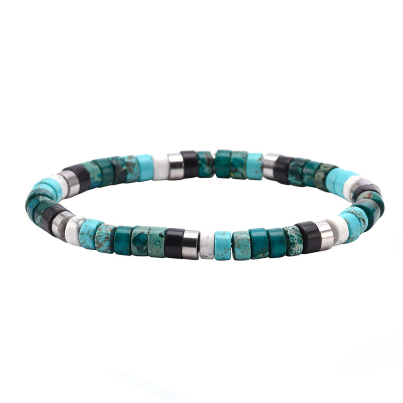 Bracelet perles heishi turquoise jaspe vert