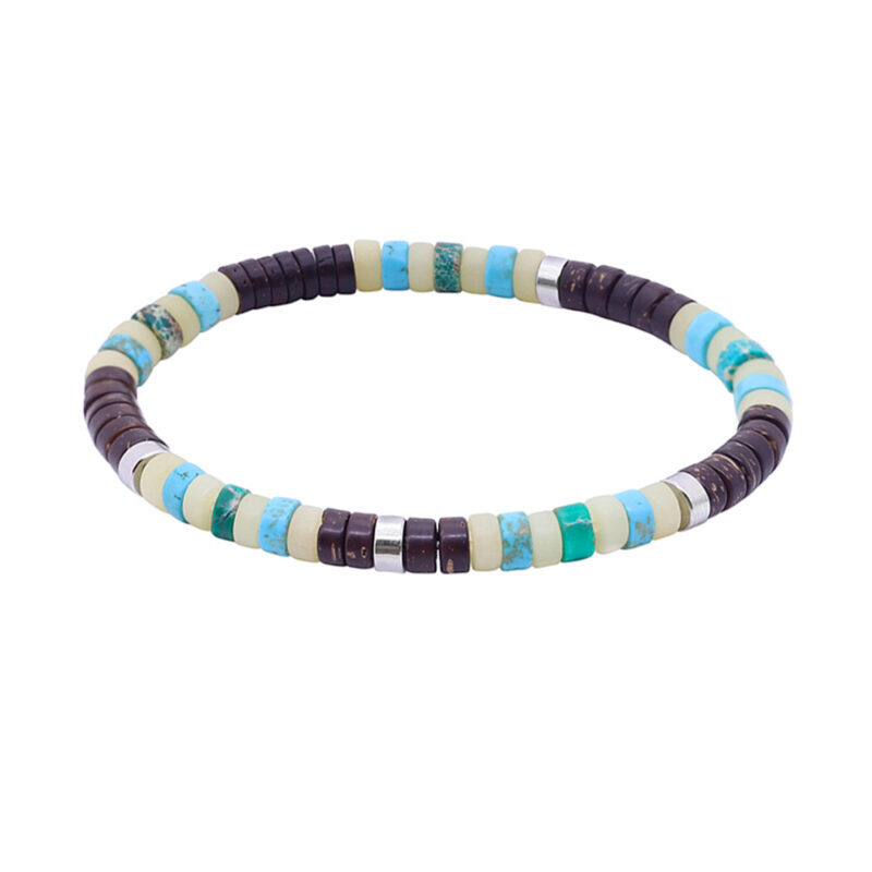 Bracelet perles heishi turquoise jaspe vert coconut