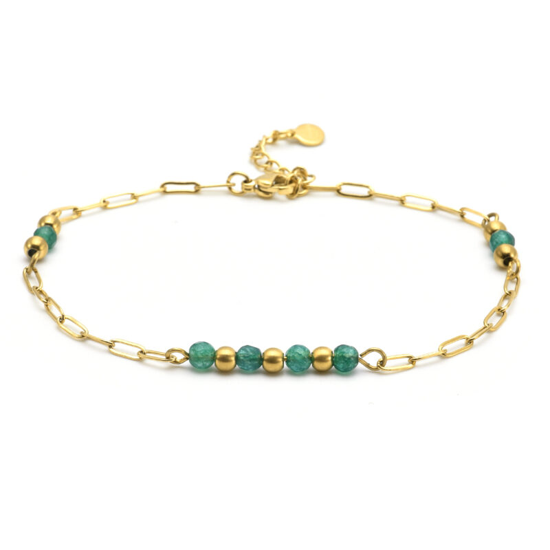 Chaîne de cheville chaine doré et onyx vert