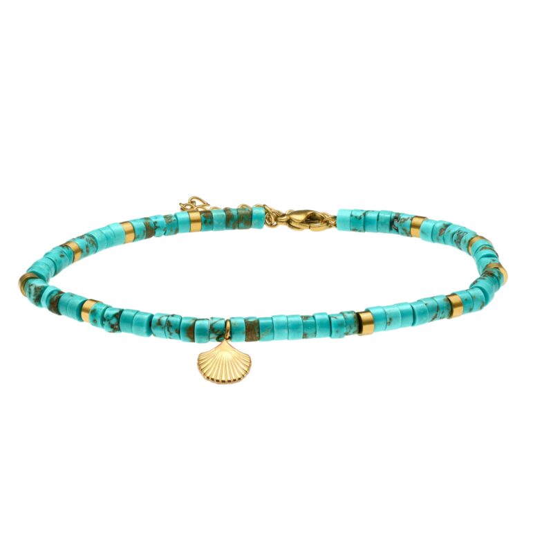 Chaîne de cheville perle heishi turquoise