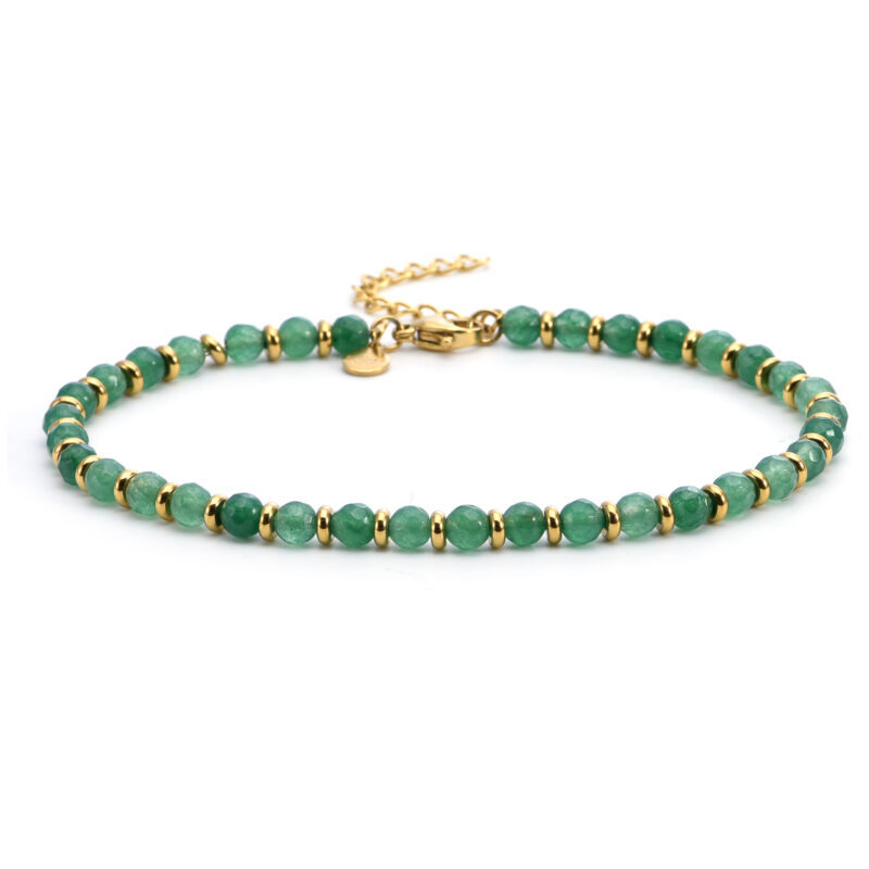 Chaîne de cheville perles pierres naturelles onyx vert