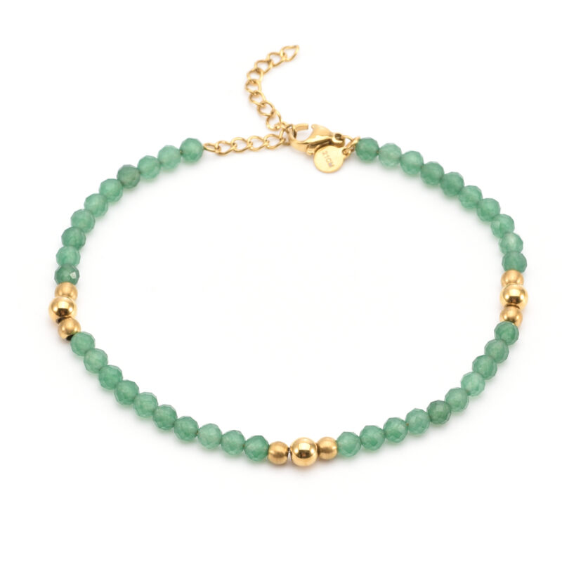Chaîne de cheville pierres naturelles onyx vert