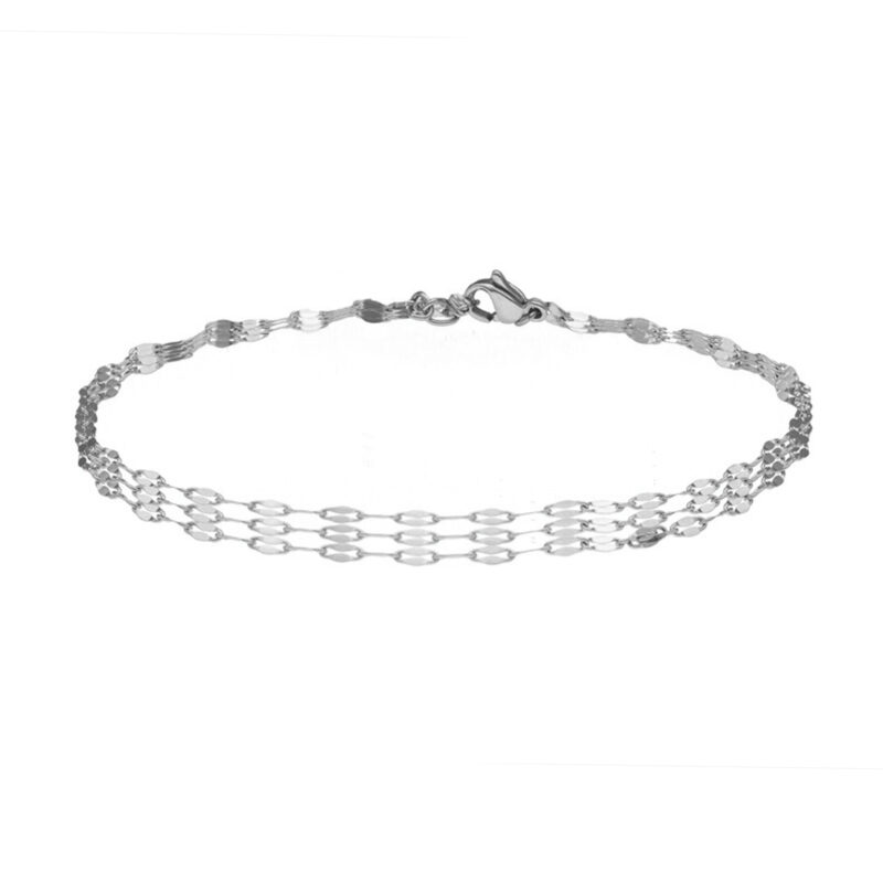 Chaîne de cheville triples chaines argenté