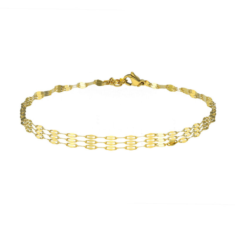 Chaîne de cheville triples chaines doré