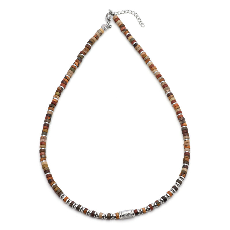 Collier 4mm perles heishi jaspe picasso bali