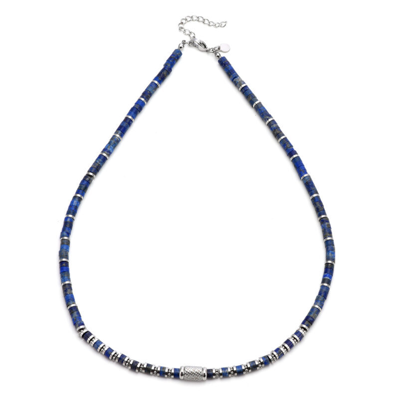 Collier 4mm perles heishi lapis bali