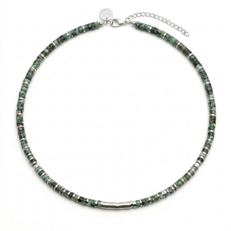 Collier 4mm perles heishi turquoise africaine gili
