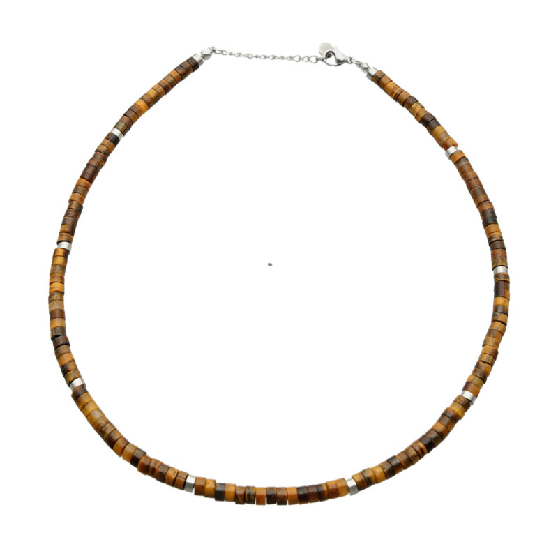 Collier chakra perles heishi oeil de tigre