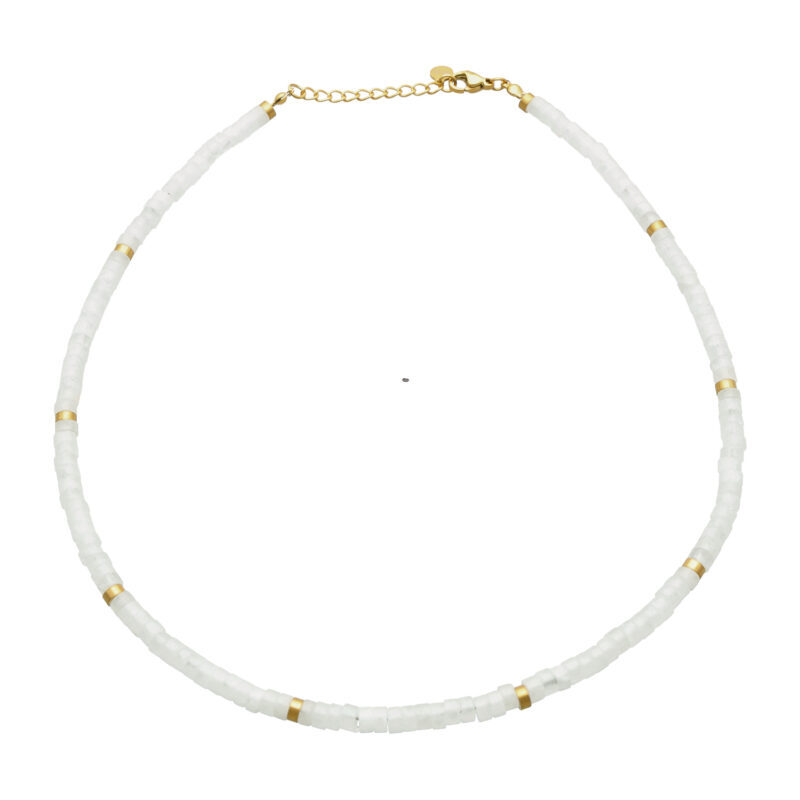 Collier chakra perles heishi Quartz blanc