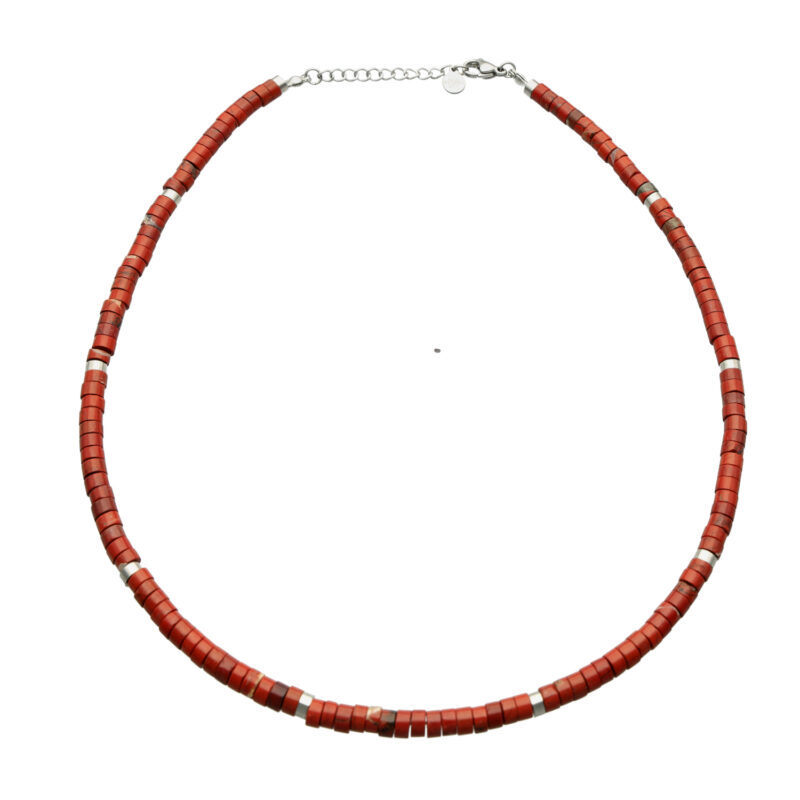 Collier chakra perles heishi jaspe rouge