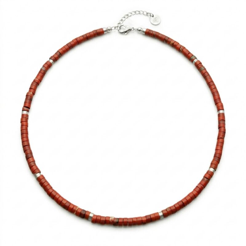 Collier chakra perles heishi jaspe rouge