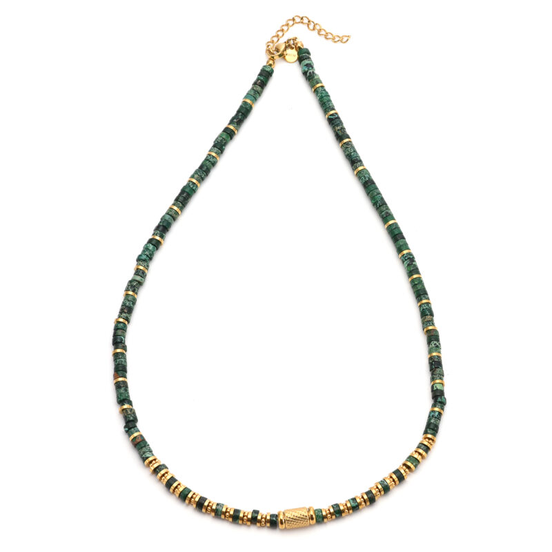 Collier perles heishi malachite bali